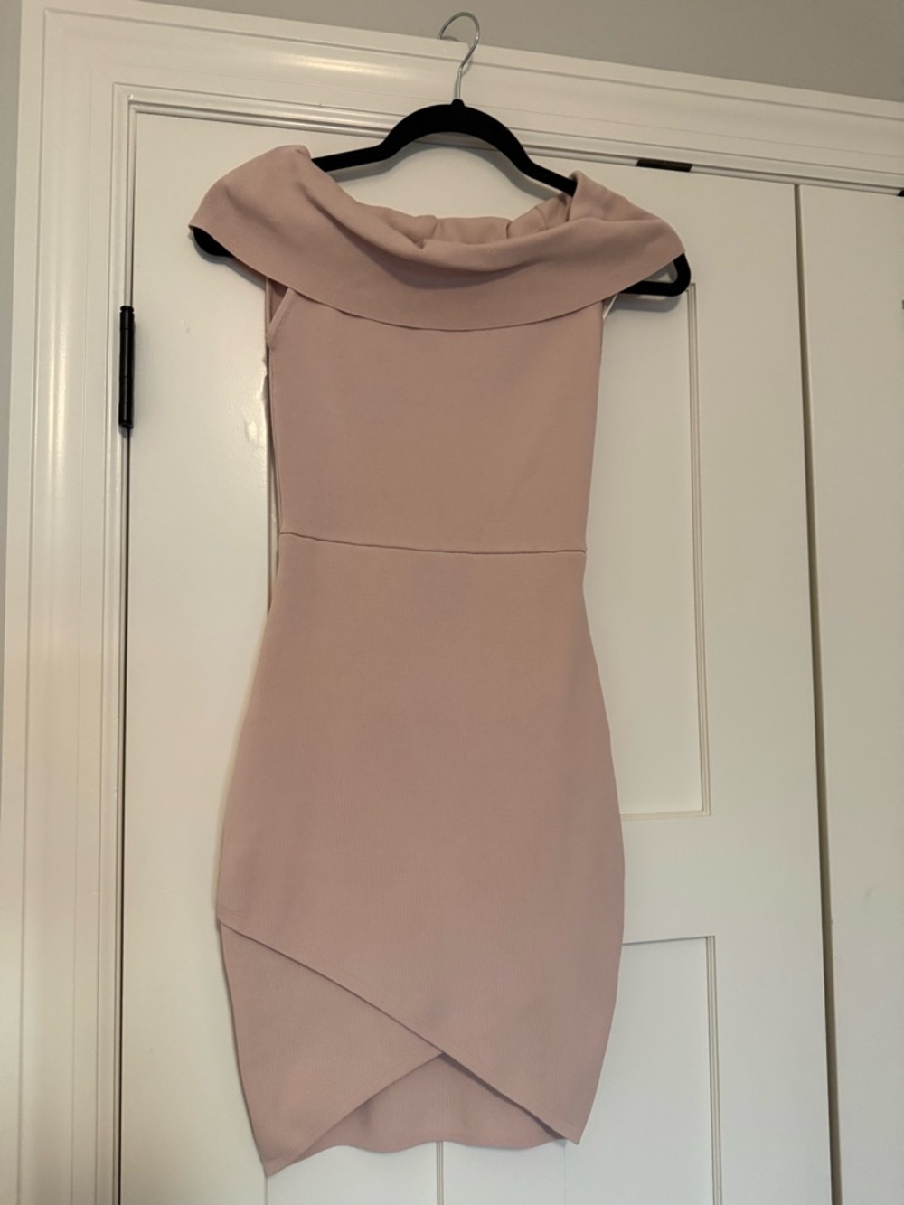 Hello Molly One-Shoulder Blush Pink Tulip Sheath Dress